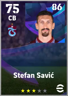 Stefan Savic eFootball 2026 player card — 75 OVR CB
