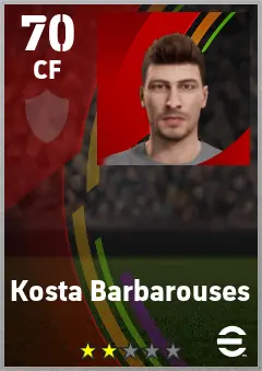 Kosta Barbarouses eFootball 2026 player card — 70 OVR CF