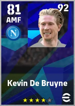 Kevin De Bruyne eFootball 2026 player card — 81 OVR AMF