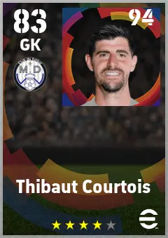 Thibaut Courtois eFootball 2026 player card — 83 OVR GK