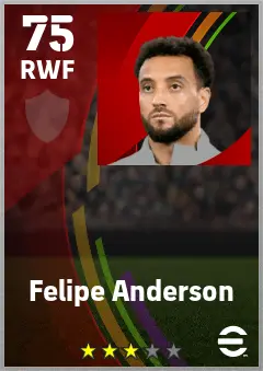 Felipe Anderson eFootball 2026 player card — 75 OVR RWF