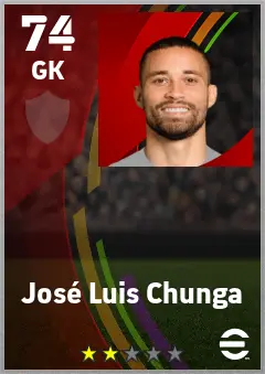 Jose Luis Chunga eFootball 2026 player card — 74 OVR GK