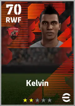 Kelvin eFootball 2026 player card — 70 OVR RWF