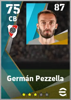 German Pezzella eFootball 2026 player card — 75 OVR CB