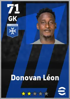 Donovan Leon eFootball 2026 player card — 71 OVR GK