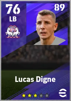Lucas Digne eFootball 2026 player card — 76 OVR LB