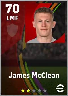 James McClean eFootball 2026 player card — 70 OVR LMF