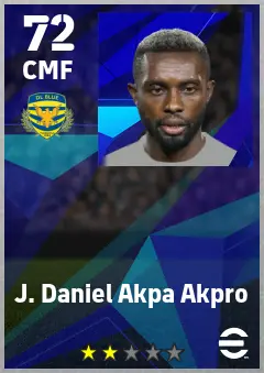 J. Daniel Akpa Akpro eFootball 2026 player card — 72 OVR CMF