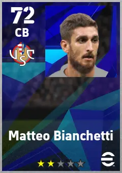 Matteo Bianchetti eFootball 2026 player card — 72 OVR CB