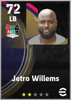 Jetro Willems eFootball 2026 player card — 72 OVR LB