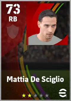 Mattia De Sciglio eFootball 2026 player card — 73 OVR RB
