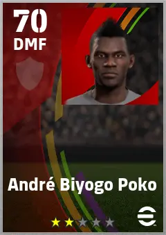 Andre Biyogo Poko eFootball 2026 player card — 70 OVR DMF