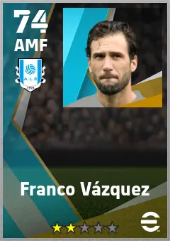Franco Vazquez eFootball 2026 player card — 74 OVR AMF