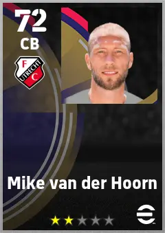 Mike van der Hoorn eFootball 2026 player card — 72 OVR CB