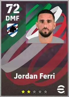 Jordan Ferri eFootball 2026 player card — 72 OVR DMF
