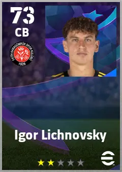 Igor Lichnovsky eFootball 2026 player card — 73 OVR CB
