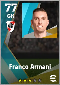 Franco Armani eFootball 2026 player card — 77 OVR GK
