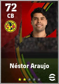 Nestor Araujo eFootball 2026 player card — 72 OVR CB