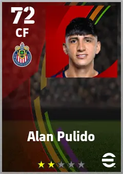 Alan Pulido eFootball 2026 player card — 72 OVR CF