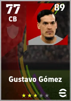 Gustavo Gomez eFootball 2026 player card — 77 OVR CB