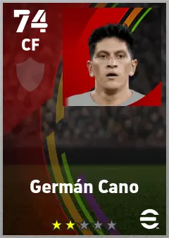 German Cano eFootball 2026 player card — 74 OVR CF