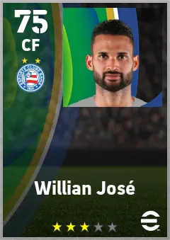Willian Jose eFootball 2026 player card — 75 OVR CF