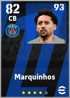 Marquinhos eFootball 2026 player card — 82 OVR CB