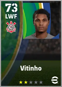 Vitinho eFootball 2026 player card — 73 OVR LWF
