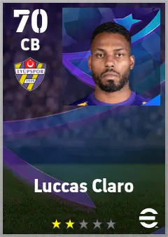 Luccas Claro eFootball 2026 player card — 70 OVR CB
