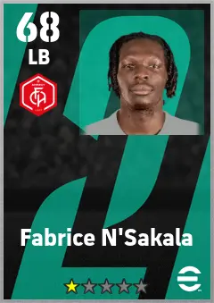 Fabrice N Sakala eFootball 2026 player card — 68 OVR LB