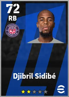 Djibril Sidibe eFootball 2026 player card — 72 OVR RB