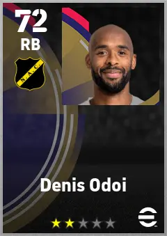 Denis Odoi eFootball 2026 player card — 72 OVR RB