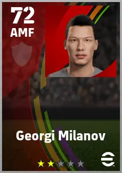 Georgi Milanov eFootball 2026 player card — 72 OVR AMF