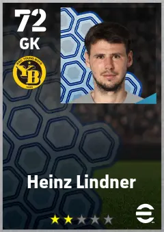 Heinz Lindner eFootball 2026 player card — 72 OVR GK