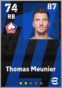 Thomas Meunier eFootball 2026 player card — 74 OVR RB