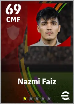 Nazmi Faiz eFootball 2026 player card — 69 OVR CMF