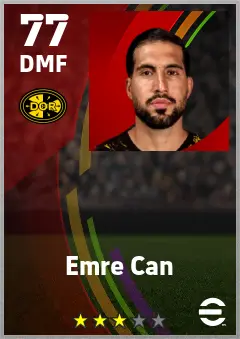 Emre Can eFootball 2026 player card — 77 OVR DMF