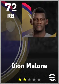 Dion Malone eFootball 2026 player card — 72 OVR RB