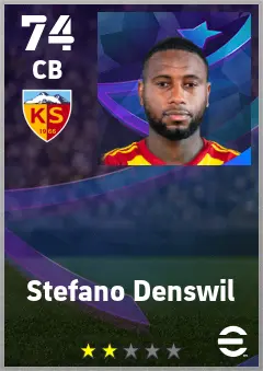 Stefano Denswil eFootball 2026 player card — 74 OVR CB