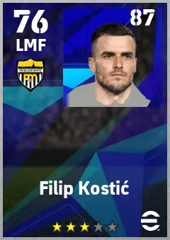 Filip Kostic eFootball 2026 player card — 76 OVR LMF