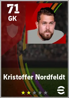 Kristoffer Nordfeldt eFootball 2026 player card — 71 OVR GK