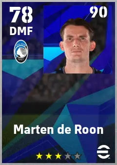 Marten de Roon eFootball 2026 player card — 78 OVR DMF
