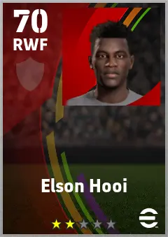 Elson Hooi eFootball 2026 player card — 70 OVR RWF