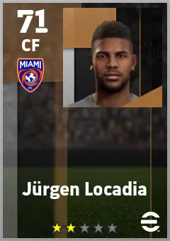 Jurgen Locadia eFootball 2026 player card — 71 OVR CF