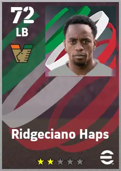 Ridgeciano Haps eFootball 2026 player card — 72 OVR LB