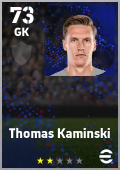 Thomas Kaminski eFootball 2026 player card — 73 OVR GK
