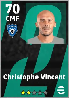 Christophe Vincent eFootball 2026 player card — 70 OVR CMF