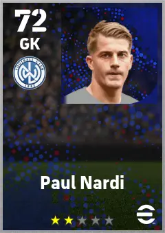 Paul Nardi eFootball 2026 player card — 72 OVR GK