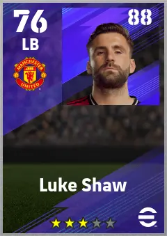 Luke Shaw eFootball 2026 player card — 76 OVR LB