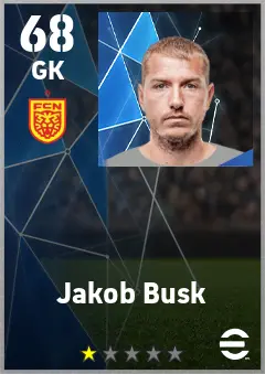 Jakob Busk eFootball 2026 player card — 68 OVR GK